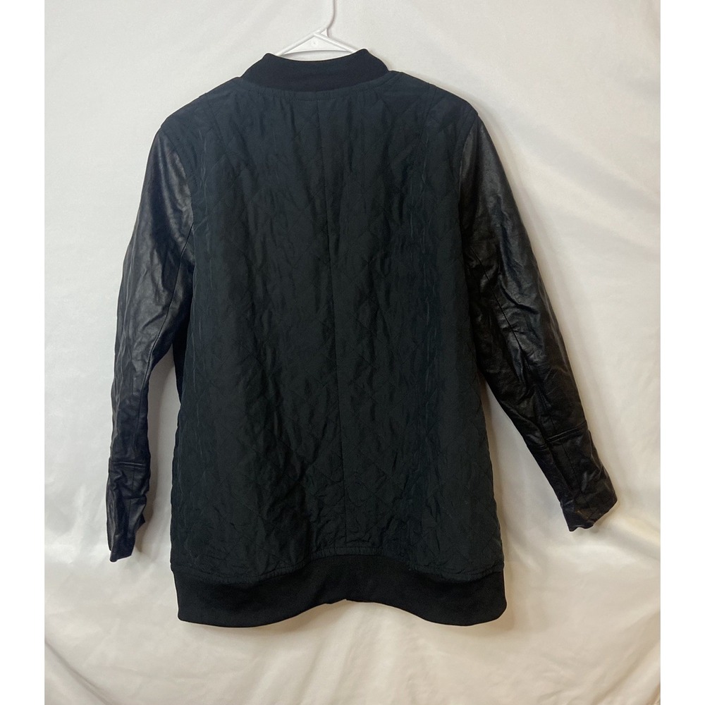 DKNY Jeans Womens Quilted Bomber Jacket Coat Moto Zip Front Long Sleeve Black XL - Picture 4 of 16